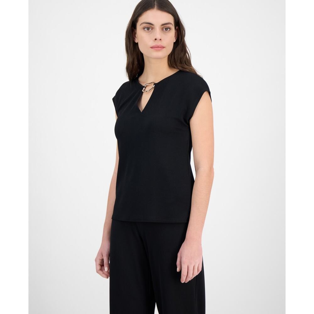 Anne Klein Women's Embellished Keyhole Top Black Size XXL 1745